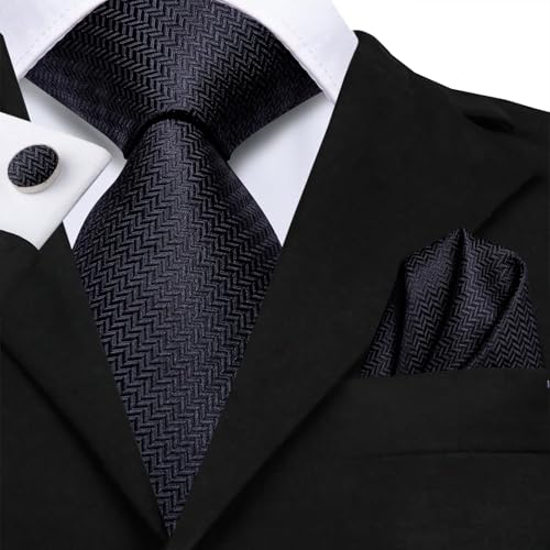 Image of Dubulle Mens Tie Set Solid Paisley Silk Striped Necktie for Men with Cufflinks Tie and Pocket Square