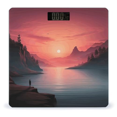 Báscula digital Sunset de vidrio templado con pantalla LCD miniatura 1