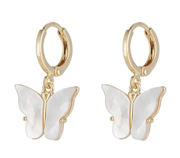 Butterfly Acrylic Gold Finish Earrings For womens (WHITE) (B0D2D3DS3W) Amazon Price History, Amazon Price Tracker