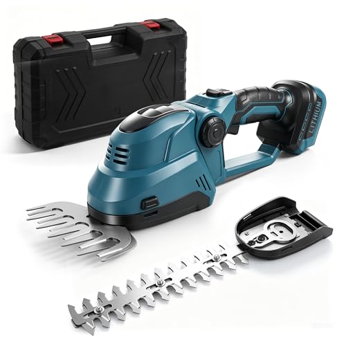 2-in-1 Akku Heckenschere & Grasschere Kompatibel mit Bosch B 18V Akku (ohne Batterie), 400W bürstenloser Elektrisch Strauchschneider mit 90° verstellbarem Kopf, 2 Klingen, Handschuhen, Schutzbrille