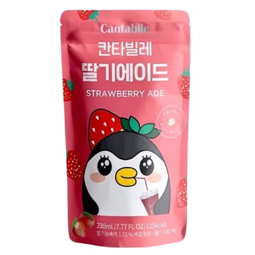 Cantabile Korean Convenience Store Pouch Drink Ready-to-Drink Refreshing Beverage Imported from Korea (1 Pack, Strawberry)