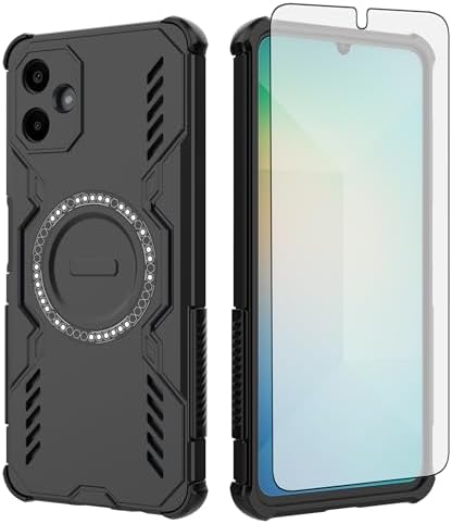 Asuwish Phone Case for Samsung Galaxy A06 5G with Tempered Glass Screen Protector Magnetic Cover and Protective Shockproof Slim Hard Thin Rugged Mobile Cell Accessories Ao6 A 06 4G LTE Women Men Black image 2