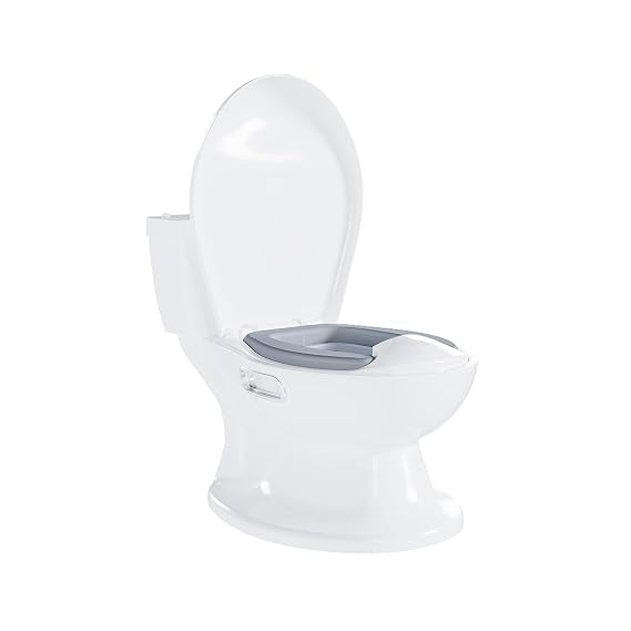 Baby Potty Training Toilet, Realistic Potty Training Toilet, Toddler Potty with Soft Seat, Removable Pot, Realistic Flushing Sound, Storage Tank, Toilet Paper Holder for Baby Ages 18 Months+