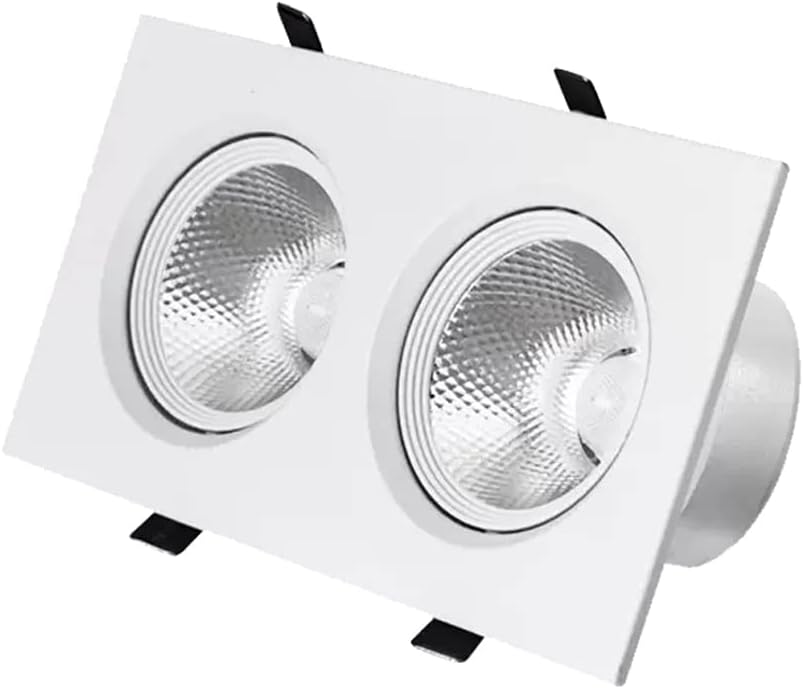 Square Rotatable Recessed Lighting White 2 Heads Eyeball Downlight 10W,20W,30W,40W Canless LED Spotlight Adjustable Angle Eyeball Ceilling Potlight CRI90+