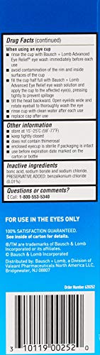 Eye Wash By Bausch & Lomb, Eye Relief Solution That Cleans, Refreshes, And Soothes, 4 Fl Oz #TOP4