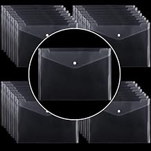 100 Pack Plastic Envelopes, 13x9 Inch Reusable Clear Polypropylene Envelope Folder with Snap Closure, A4 Size Envelope Waterproof File Folders for Home, Office Supplies