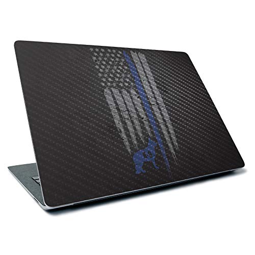 Image of MightySkins Carbon Fiber Skin for Microsoft Surface Laptop 3 13.5 inch (2019) - Thin Blue Line K9,Textured Carbon Fiber Finish,Easy to Apply, Remove, and Change Styles,