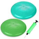 Silipull 2 Pcs Wiggle Seat Inflated Wobble Cushion Flexible Balance Disc with Air Pump for Core Stability Strengthening Improving Posture Physical Exercise(Teal and Green)