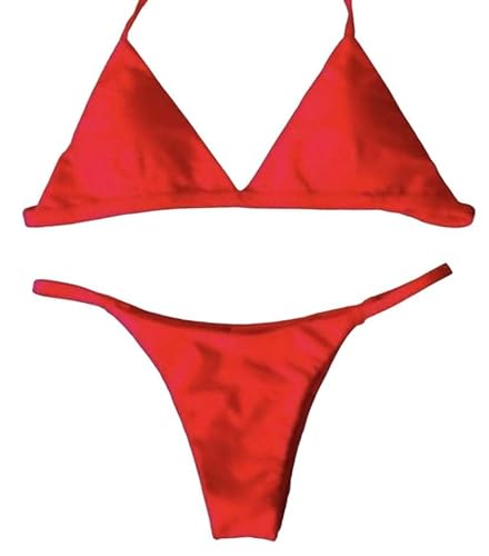 Biquíni basic moda top triângulo calcinha fita M (Vermelho)