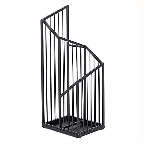 Sywlwxkq Umbrella Stand Rack,Umbrella Stand Creative Nordic Wrought Iron,Large Capacity Umbrella Bucket for Home Hotel,Two-Layer Umbrella Slot,Black