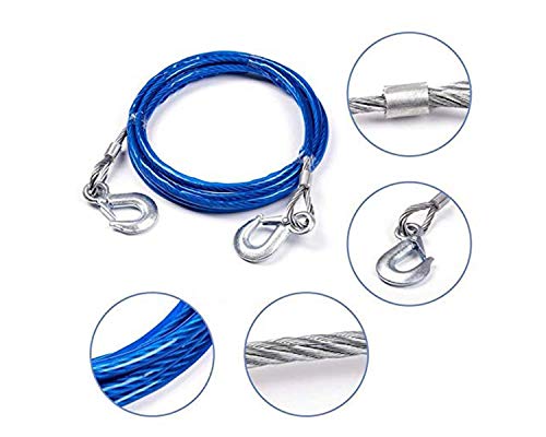 Image of WolkomHome Heavy Duty Tow Ropes 4M 5 Tons Wire Cable High Strength Hook Steel Wire Trailer Car Emergency Towing Rope for Maruti Wagon R 2017
