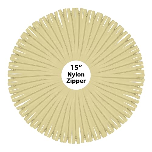 Image of Mandala Crafts 80 PCs Beige Closed-End 15 Inches Nylon Zippers for Sewing