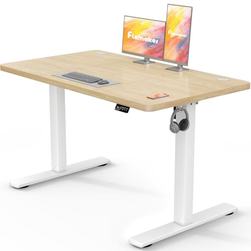 Flamaker Electric Standing Desk 120x60cm Height Adjustable 73-118cm 4-Button Memory Control & LED...