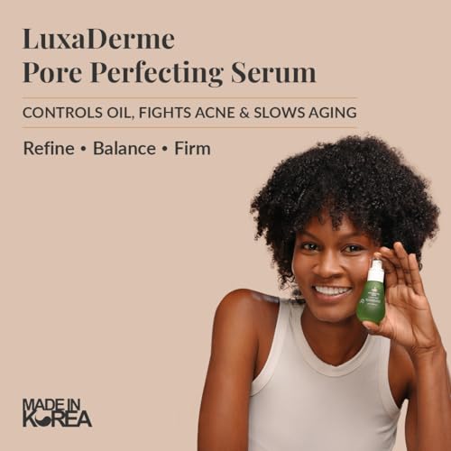 Image of LuxaDerme Pore Perfecting Korean Face Serum with Lotus Water, Galactomyces & Bifida Ferment | Clinically Proven Patented Actives to Minimize Pores, Control Oil & Sebum, Reduce Acne & Anti-Aging | Vegan Korean Skincare for Men & Women | 30ml