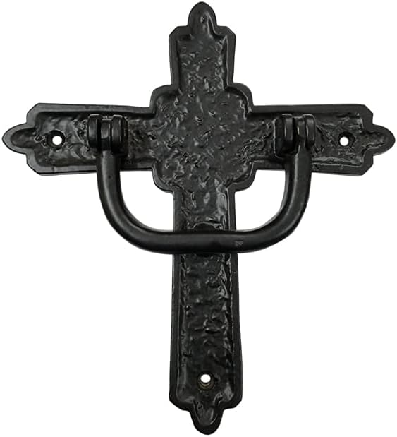 Adonai Hardware "Cross" Antique Cast Iron Door Knocker (Black Powder Coated)
