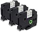 Compatible Ptouch Label Maker Tape, TZe-131 12mm 0.47 Inch Standard Laminated Black on Clear Compatible with Brother P Touch PTD210 PT1280 PT1880 Label Tape, 3-Pack