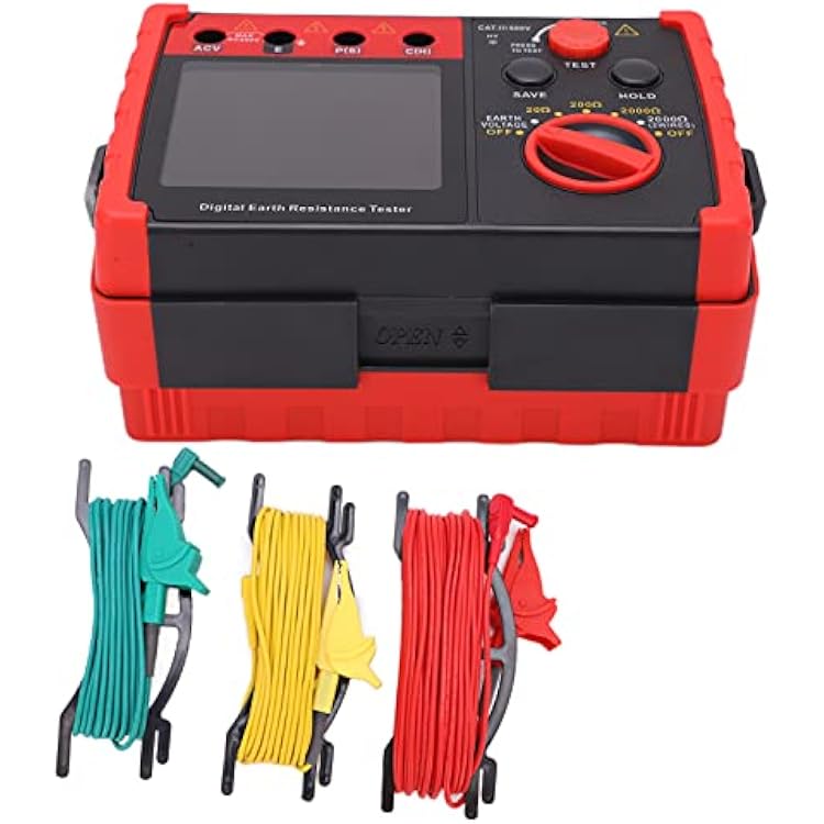 Earth Resistance Tester,GT5105A 2000 Digital Earth Resistance Tester Ground Resistance Meter Ohm Meter for Earth Resistivity
