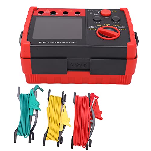 GT5105A Digitaler Erdungsprüfer mit 20 Datensätzen Tragbarer Widerstandsmesser für Elektroinstallationen Inklusive Transporttasche