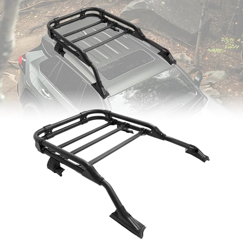 KUAFU Roof Rack Basket Compatible with 2019-2024 Toyota RAV4 Cross Bar Rail Top Cargo Luggage Carrier Basket Aluminum