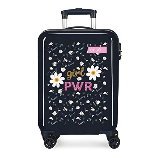 Enso Girl Power Maleta de Cabina Azul 38x55x20 cms Rígida ABS Cierre combinación 34L 2,6Kgs 4 Ruedas Dobles Equipaje de Mano