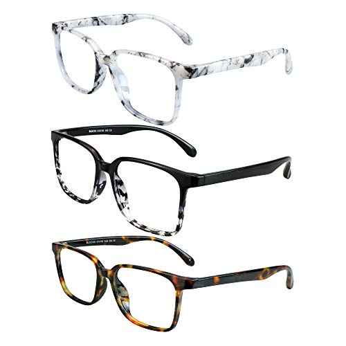 Image of Blue Light Blocking Glasses 3 Pack Square Frame Computer Gaming Reading Glasses Men Women Anti Eyestrain