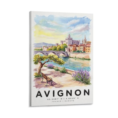 Impression Avignon peinture de paysage urbain sur papier d'art premium de format 40 x 60 cm