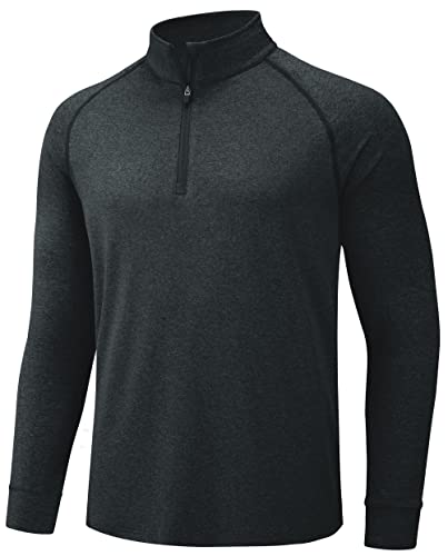Tacvasen Men's Hiking Shirts Upf 50+ Lightweight Breathable Running Quarter Zip Tops, Black, 2Xl #TOP15