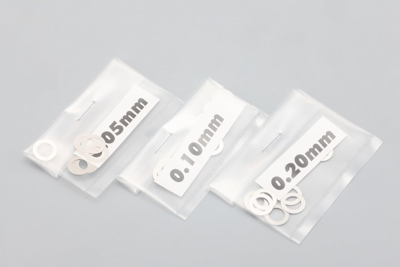 Yokomo ZC-S50SA 0.05/0.10/0.008 inches (0.20 mm) 5 Φ Stainless Steel Shims, 10 Sheets Each