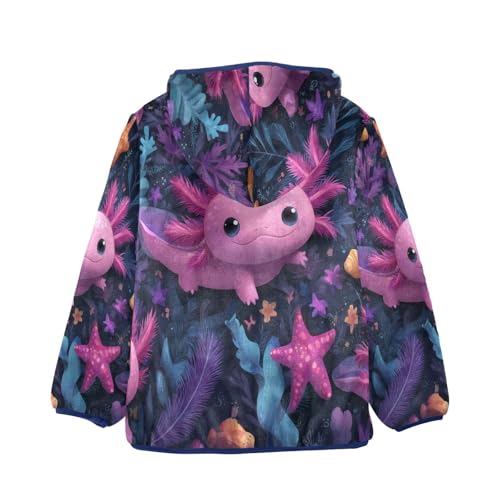 Cute Axolotls Sea Starfish Toddler Fleece Jacket Girl Boys Hooded Fleece Jacket Coat Warm Outwear Zip-up 3-10T2