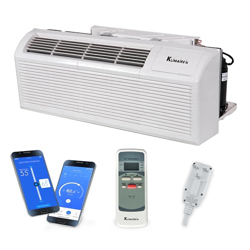 Klimaire 15,000 BTU PTAC Heat Pump A/C R-32 Wi-Fi Enabled with 5 kW Electric Heater, Remote Control, Drain Kit – 230V