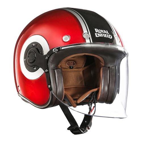 Image of Royal Enfield Spirit of SM ID ABS GL Red ISI and DOT Certified Riding Motorcycling Helmet (L) 58 Cm - High Impact Grade Thermoplastic & High Density EPS Liner