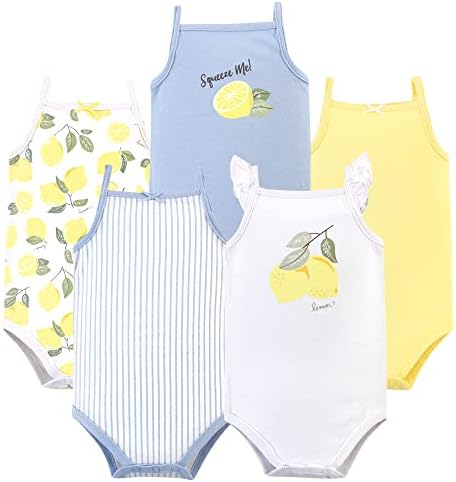 Hudson Baby Unisex Baby Cotton Sleeveless Bodysuits Lemon, 3-6 Months