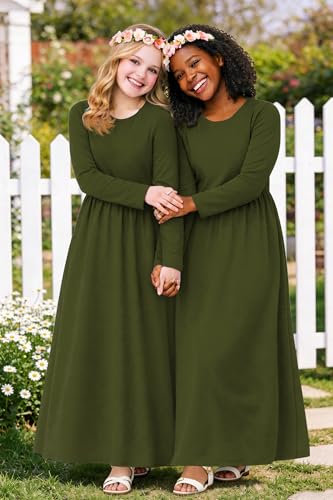 Image of Deerose Girls Maxi Dress Short Sleeve Casual Long Dresses with Pockets 5-14 Years