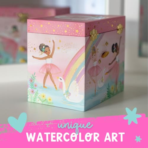 Giggle & Honey GHB1402 Musical Ballerina Jewelry Box For Girls - Kids Music Box With Spinning Ballerina, Ballet Birthday Gifts For Little Girls, Jewelry Boxes thumb #5