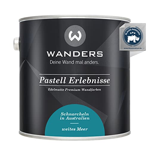 Wanders Pastell Erlebnisse 2,5L - Weites Meer/Tiefes Türkis - Edelmatte Wandfarbe! Küchenmöbellack und Möbelfarbe. Kreidefarbe für Holz & mehr. Hohe Deckkraft, schnell trocknend