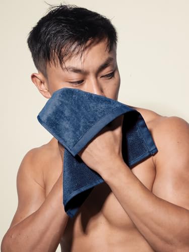 Image of DAMENSCH 100% Cotton Towels, Super Soft Towels Set, Ultra Absorbent Towel for Women, Quick Dry Face Towel for Men, Long Lasting Colours Bath, Hand and Face Towels-Nightfall Blue
