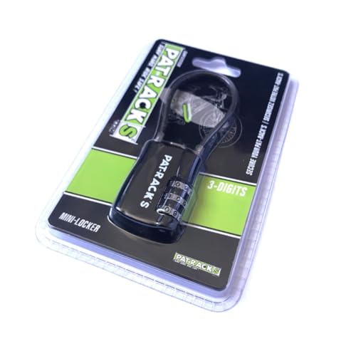 PAT RACKS Mini-Locker 3-stelliges Zahlenschloss – sicher und einfach zu erinnern, für Surfer, Radfahrer, Sportler, PR-Fahrradträger, Fitnessstudio, Auto/Hausschlüssel, Schule, Schließfach,