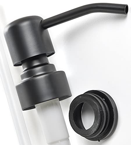 Metal Soap Dispenser Pump for Your Soap or Lotion Dispenser - Replacement Pump 28 400 with 9  Tube and Collar Ring (Long Spout Black)