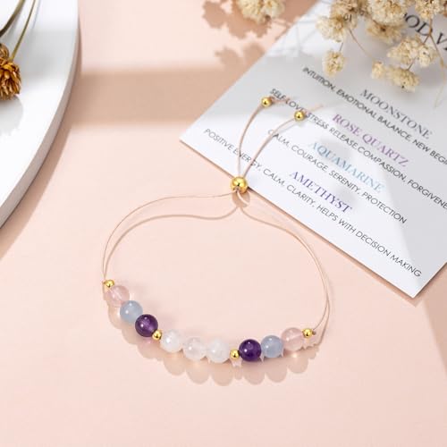 Moonstone Bracelets, New Beginnings Gifts for Women, Good Vibes Only Bracelet, Manifestation Gifts, Protection Gift, Positive Energy, Manifest Positivity, Happiness Bracelet Gift for Her3