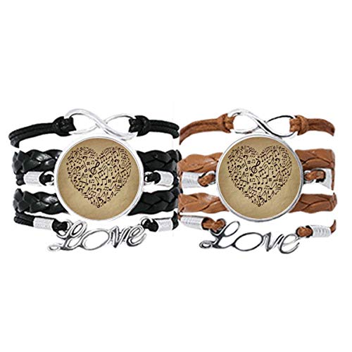 Bracelet note de musique en cuir au quotidien pour amoureux