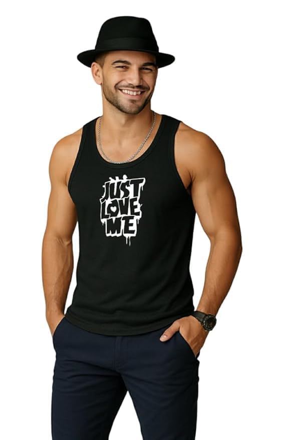 earth star Men's Cotton Tank Top Collection, Sleeveless Gym Vest | Vest for Men | Graphic Print | Casual Wear Vests for Workout (in, Alpha, M, Regular, Black (Pack of 1))-picture-36