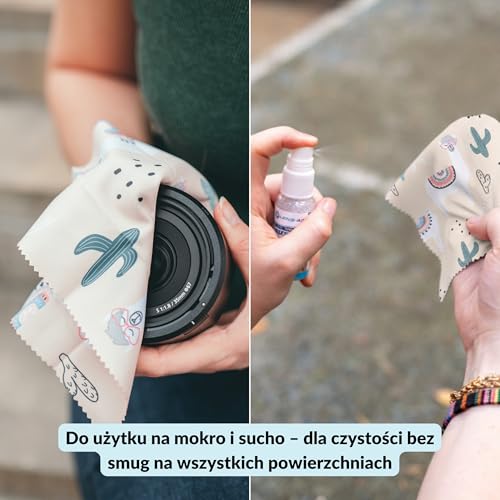 Lens-Aid Ściereczka do czyszczenia z mikrofibry o eleganckim wzornictwie: do aparatu, obiektywu, wyświetlacza i jako ściereczka do czyszczenia okularów (ściereczka z mikrofibry 20 x 20 cm)