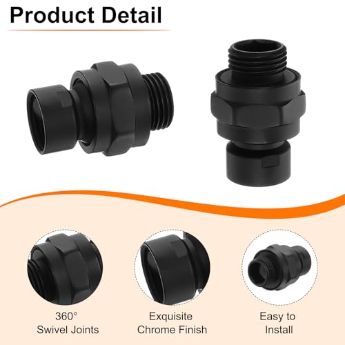 Rotule de douche QUARKZMAN en laiton solide noir, connecteur haut de gamme durable - 4
