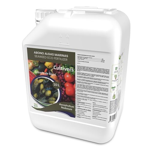 CULTIVERS Fertilizante Algas Marinas Líquido 10 L. Abono orgánico para plantas extracto de Ascophyllum nodosum. Potenciador de crecimiento, estimulador de raíces, mejora la producción y la calidad