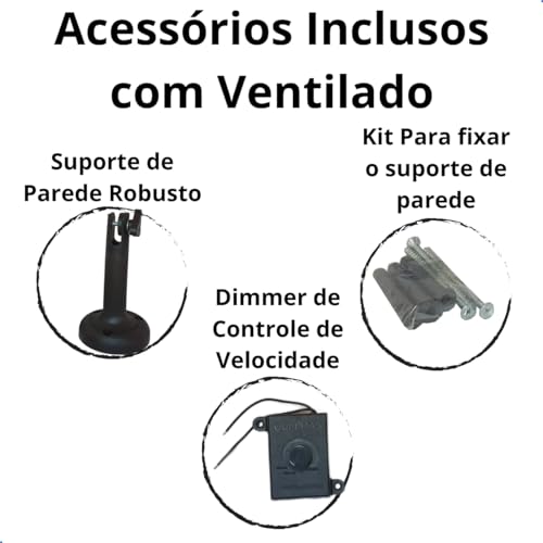Ventilador de Parede 67cm Oscilante Preto Bivolt (110v / 220v) Q670 P Qualitas