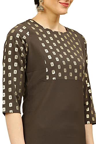Image of Women's Crepe Printed Straight Kurti (ALC4039DGR1 Dark Grey XX-Large)