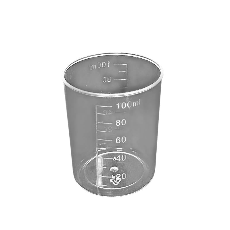 Science Experiment Supplies with Pipettes Measuring Cups Droppers Plastic Tubes Racks Funnels and Trays for Classroom (100mL Measuring Cups 10PCS)
