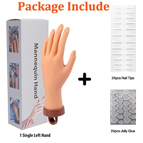Practice Hand For Acrylic Nails, Flexible Nail Hand Practic Nail Training Fake Hand Nails Practice Mannequin Hands Manicure Hand Practice With Nails 1Pcs #TOP1