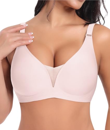 V Neck Bras for Women No Underwire Comfort Wireless Seamless Bra Comfortable Tshirt Bralettes with Support