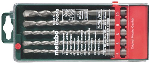 Ensemble de forets SDS Plus metabo 5 pièces Pointe en carbure Tête en forme de burin Spirale en forme de - vue 4
